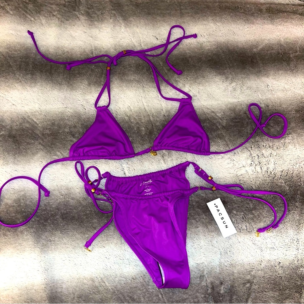 Pacsun LA Hearts Purple bikini and swimsuit bottoms set